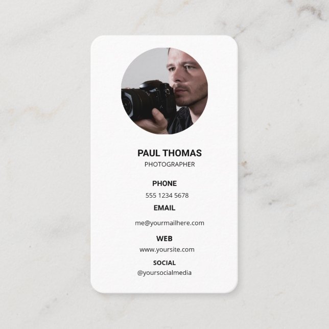 Tarjeta De Visita Photography Modern Minimal Simple Photo Business  (Anverso)