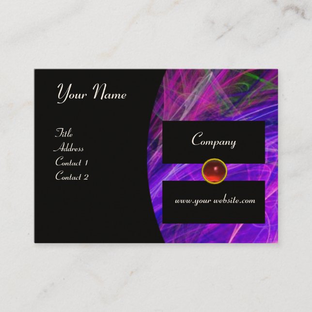 Tarjeta De Visita PHOTON monograma gema rojo púrpura blanco negro (Anverso)