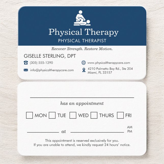 Tarjeta De Visita Physical Therapist Scheduling Reminder (Subido por el creador)