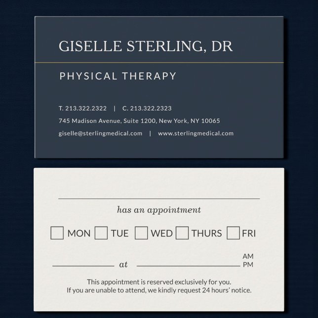 Tarjeta De Visita Physical Therapy Office Appointment Reminder (Subido por el creador)