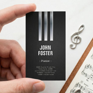Tarjeta De Visita Pianista - Acero Metalizado