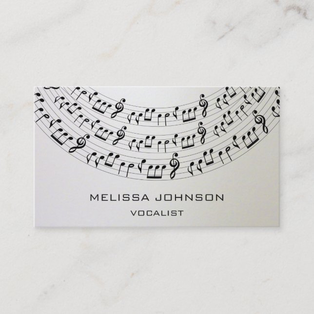 Tarjeta De Visita Pianista cantante musical Ombre Gray (Anverso)