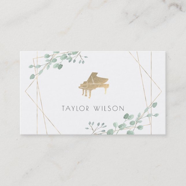 Tarjeta De Visita pianista de marco verde (Anverso)