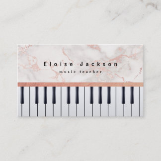 Tarjeta De Visita pianista de un maestro de música elegante de mármo
