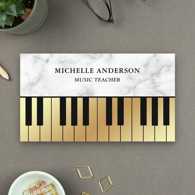 Tarjeta De Visita Pianista del maestro de teclado de piano de mármol (Subido por el creador)