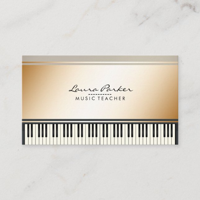 Tarjeta De Visita Pianista del músico del teclado de piano del (Anverso)