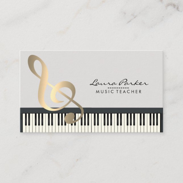 Tarjeta De Visita Pianista del músico del teclado de piano del (Anverso)