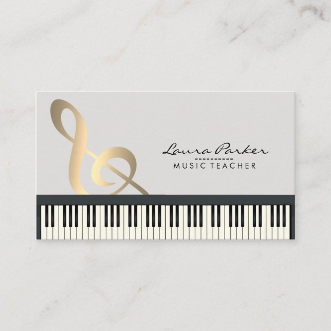 Tarjeta De Visita Pianista del músico del teclado de piano del (Anverso)