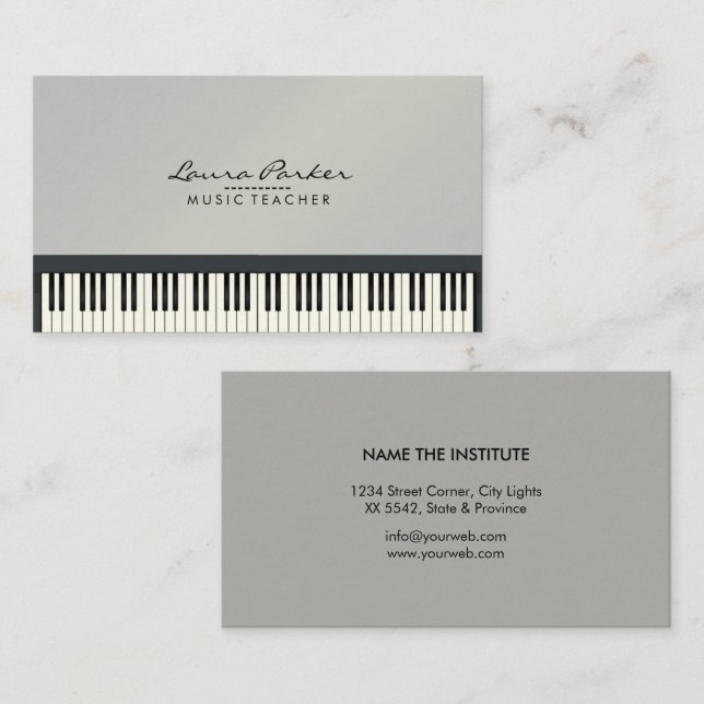 Tarjeta De Visita Pianista del músico del teclado de piano del (Anverso / Reverso)