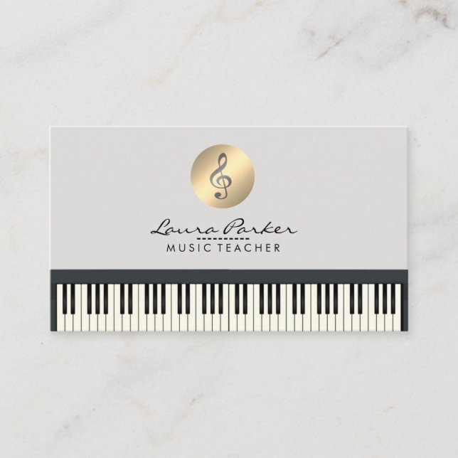 Tarjeta De Visita Pianista del músico del teclado de piano del (Anverso)