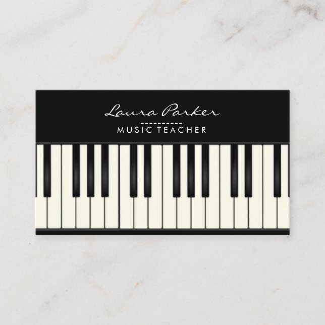 Tarjeta De Visita Pianista del músico del teclado de piano del (Anverso)