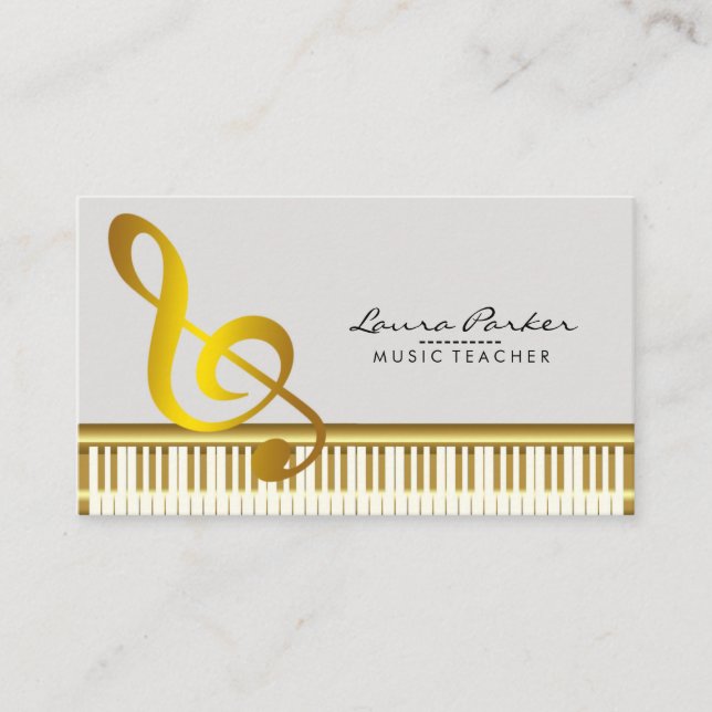 Tarjeta De Visita Pianista del músico del teclado de piano del (Anverso)