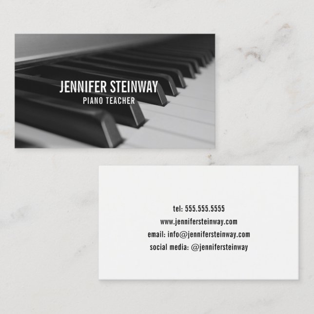 Tarjeta De Visita Pianista del profesor de piano (Anverso / Reverso)