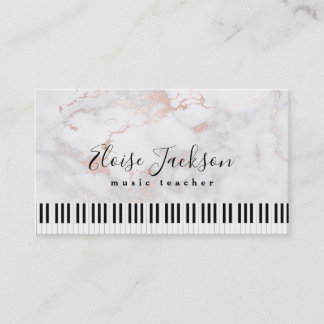 Tarjeta De Visita pianista elegante de mármol rosa