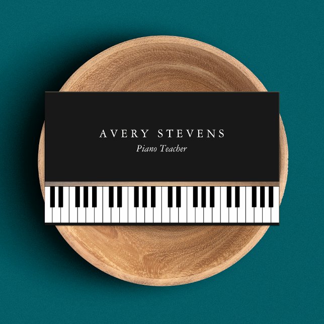 Tarjeta De Visita Pianista Elegante y Simple Claves de Piano Negro (Subido por el creador)