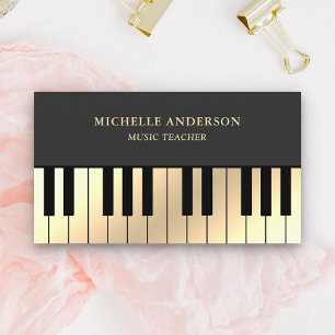 Tarjeta De Visita Pianista maestro de teclado de piano gris crema do