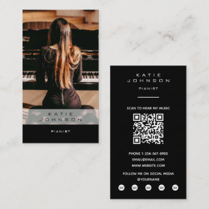 Tarjeta De Visita Pianista Músico de Piano Profesor Código QR de Fot