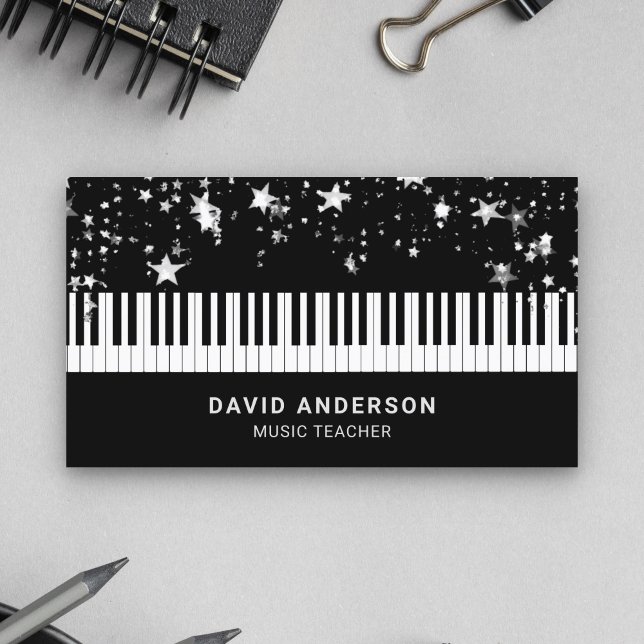 Tarjeta De Visita Pianista músico de teclado de piano de confetti pl (Subido por el creador)