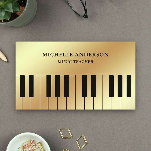Tarjeta De Visita Pianista músico de teclado Relieve metalizado dora (Subido por el creador)
