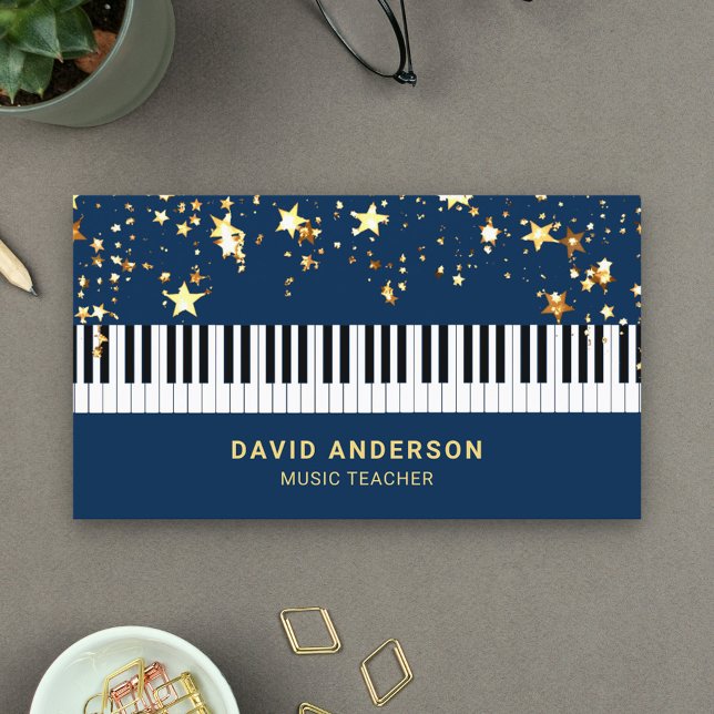 Tarjeta De Visita Pianista músico del teclado del piano de confetti  (Subido por el creador)
