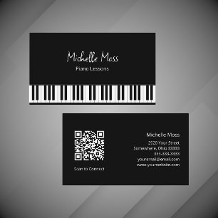 Tarjeta De Visita Pianista Pianista Blanco Negro