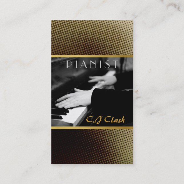 Tarjeta De Visita Pianista, Piano, Lecciones, Entretenimiento musica (Anverso)
