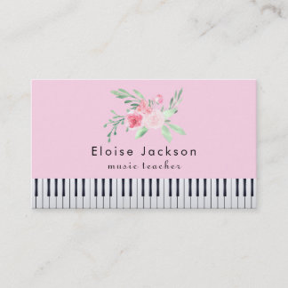 Tarjeta De Visita pianista rosa pastel y verde