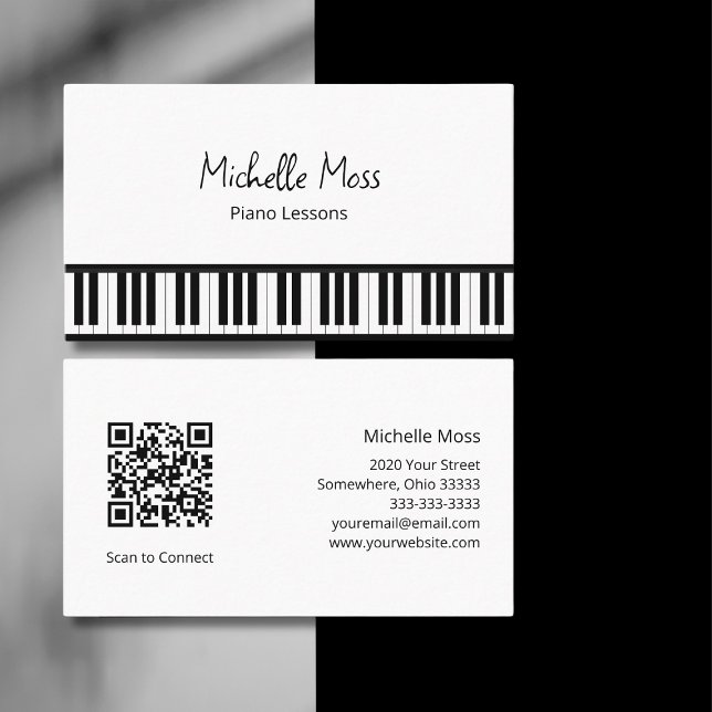 Tarjeta De Visita Pianista simple de Piano Blanco Blanco (Subido por el creador)