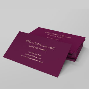 Tarjeta De Visita Pianista simple y elegante Borgoña