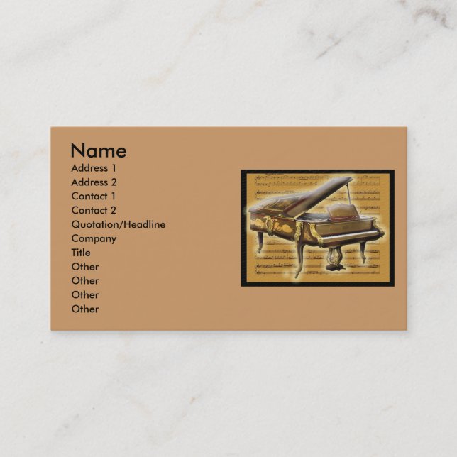 Tarjeta De Visita Piano antiguo y notación (Anverso)