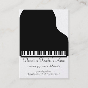 Tarjeta De Visita Piano blanco negro profesional moderno clásico