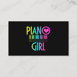 Tarjeta De Visita Piano Chica Funny Pianist Music Notes Musical Keyb