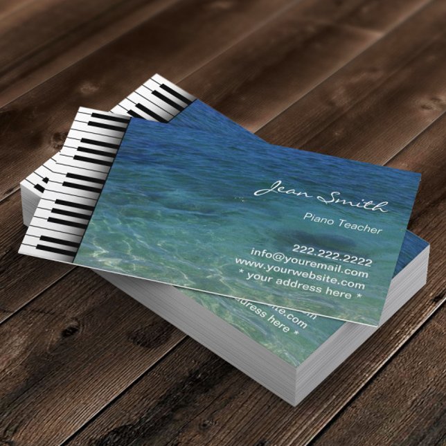 Tarjeta De Visita Piano de música Teacher Beach Water (Subido por el creador)