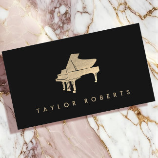 Tarjeta De Visita piano de Relieve metalizado de oro falso