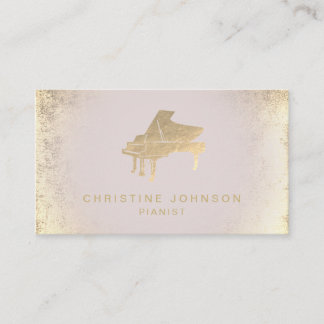 Tarjeta De Visita piano de Relieve metalizado de oro simulado