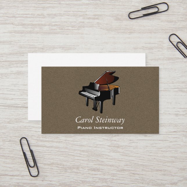 Tarjeta De Visita Piano en tabaco falso franela (Anverso/Reverso In Situ)