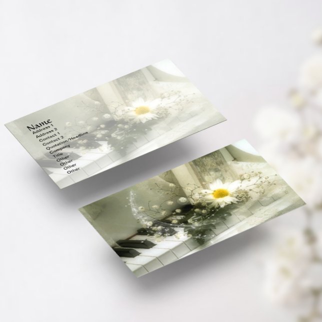 Tarjeta De Visita Piano, flores y estrellas (Subido por el creador)
