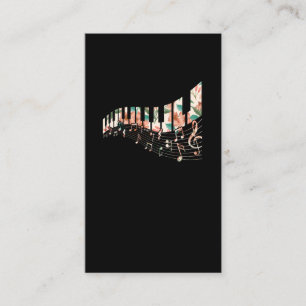 Tarjeta De Visita Piano Keys Flower Keyboard Player Music Teacher