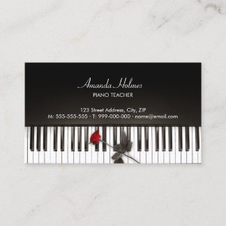 Tarjeta de visita Piano Keys Red Rose Music