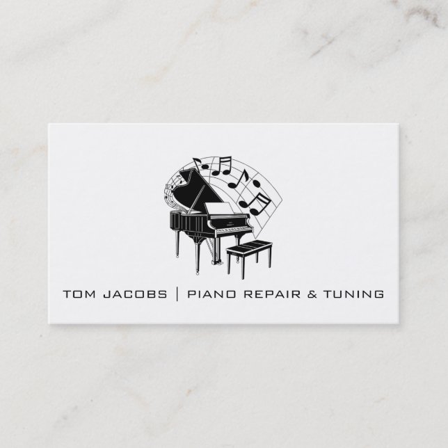 Tarjeta De Visita Piano Lecciones, Piano Tuning y Repa Business Card (Anverso)