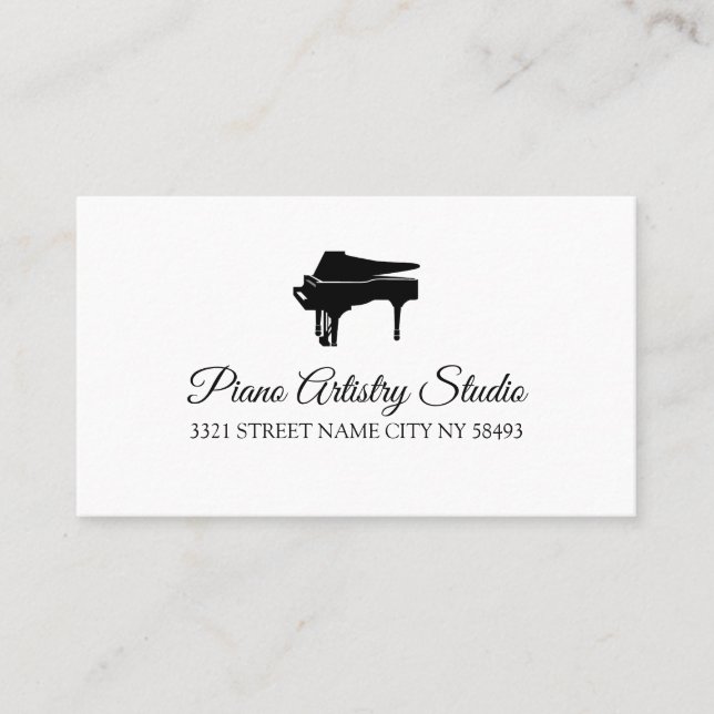 Tarjeta De Visita Piano Lessons Instructor Music Studio Business Ca (Anverso)