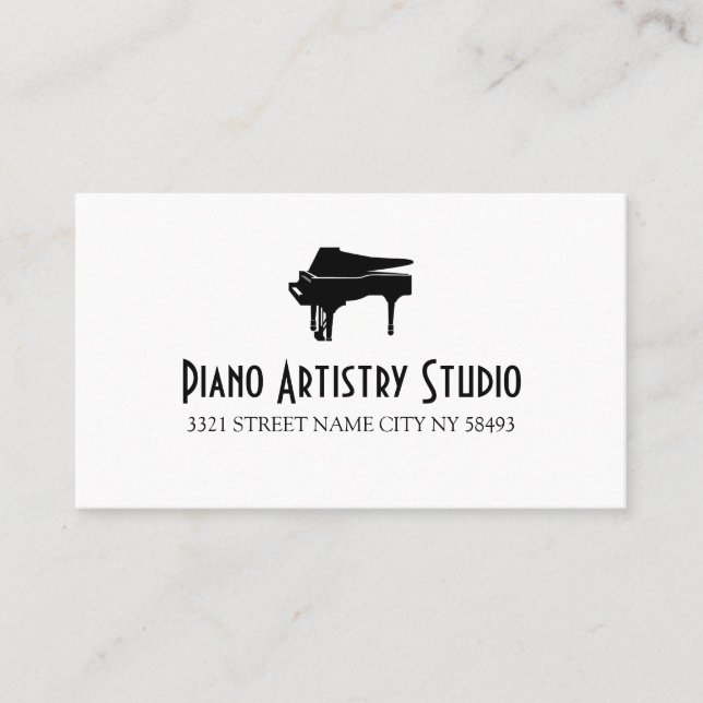 Tarjeta De Visita Piano Lessons Instructor Music Studio Business Ca (Anverso)