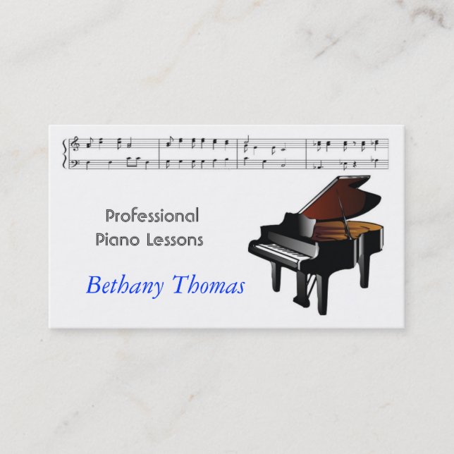 Tarjeta De Visita Piano Lessons Piano Sales (Anverso)
