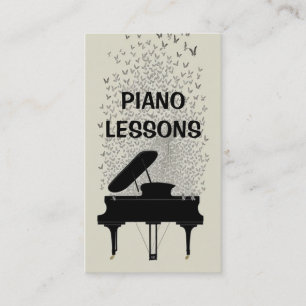 Tarjeta De Visita Piano moderno Lecciones de mariposas sobrevolando