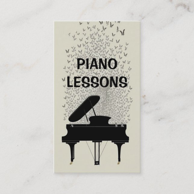 Tarjeta De Visita Piano moderno Lecciones de mariposas sobrevolando (Anverso)