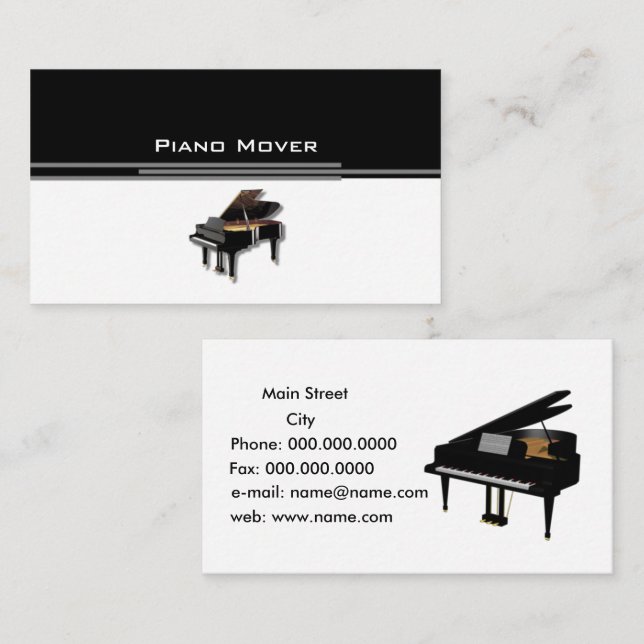Tarjeta De Visita piano_mover (Anverso / Reverso)