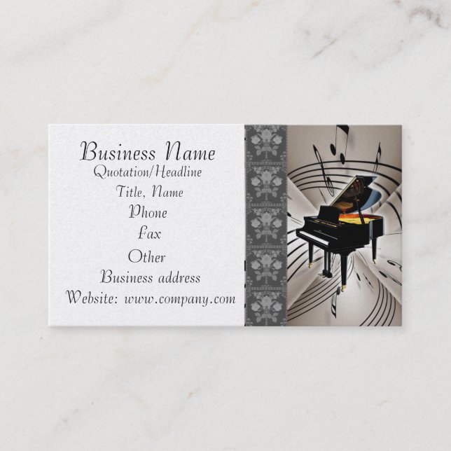 Tarjeta De Visita Piano Music Notes Business Card (Anverso)
