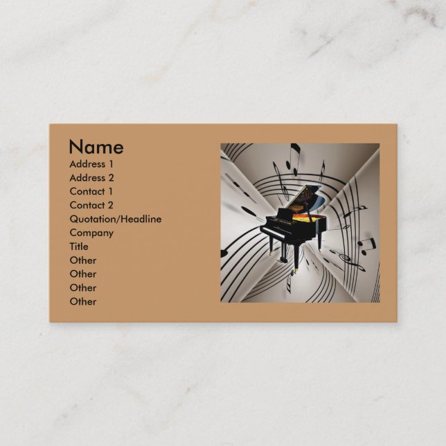 Tarjeta De Visita Piano Music Notes Business Card (Anverso)