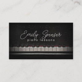 Tarjeta De Visita Piano Music Teacher Black Business Card