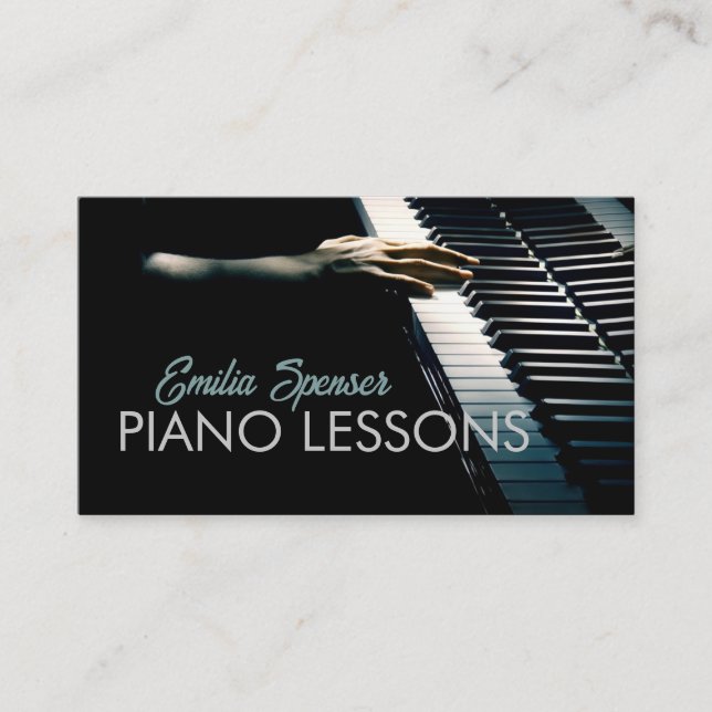 Tarjeta De Visita Piano Music Teacher Black Business Card (Anverso)